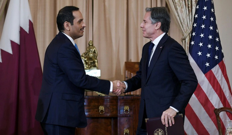 U.S. Secretary of State Antony Blinken with Qatar's FM